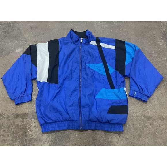 Vintage Christian Dior Jacket Mens Large Blue Colorblock Nylon Windbreaker 80s
